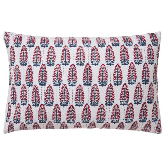 Sahara-Yasmin Hand-Stitched Reversible Pillow Case - Red